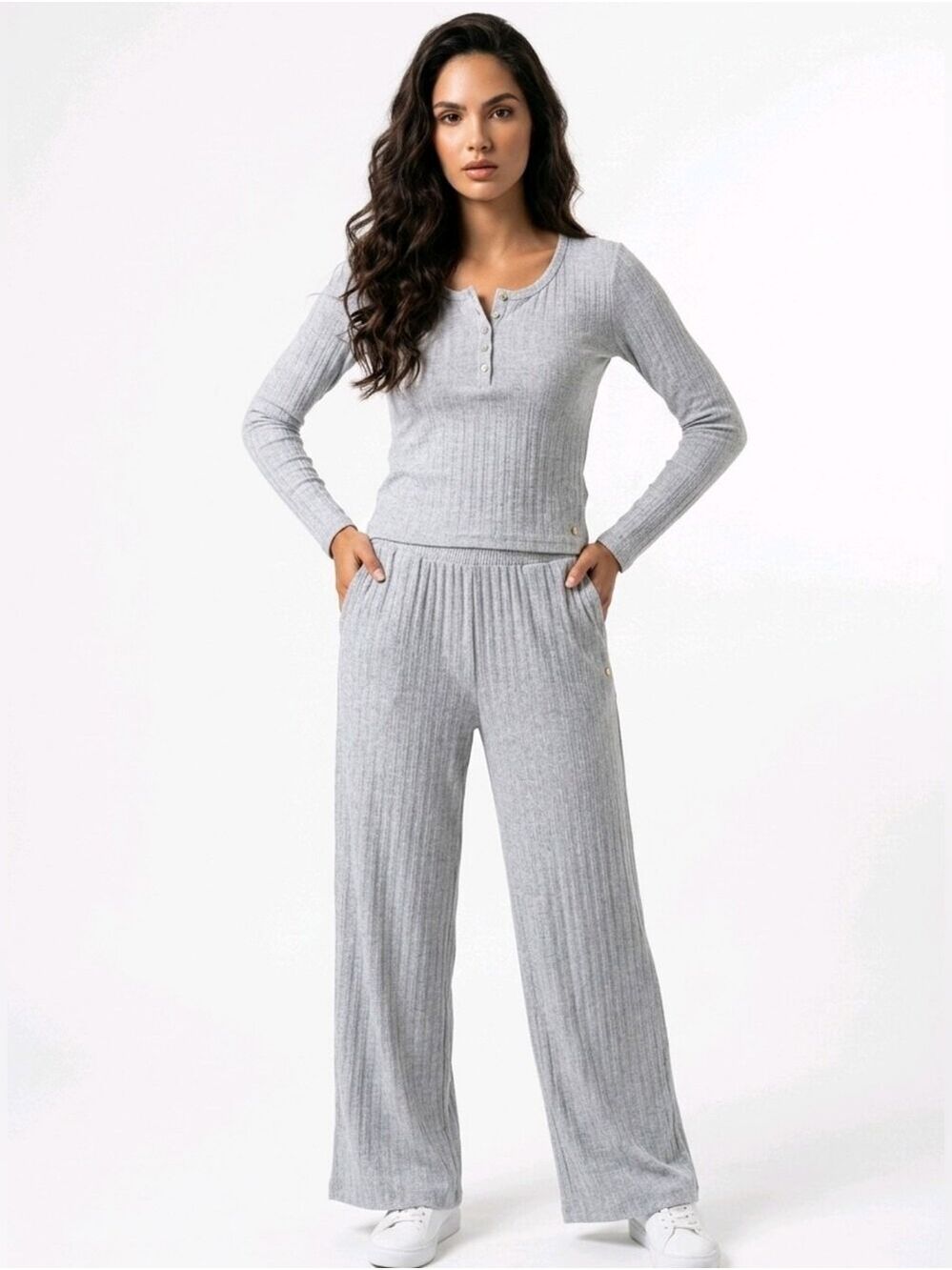 Latte Love Long Sleeve Top and Wide Leg Pant - Picture 1 of 10